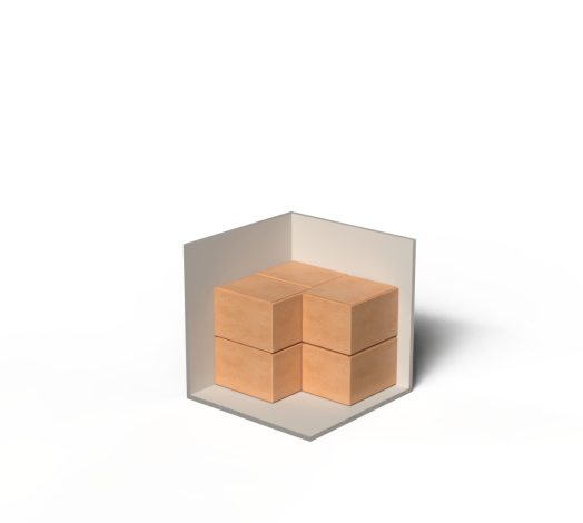 Kleine opslagruimte van 1m³ voor dozen en persoonlijke spullen.